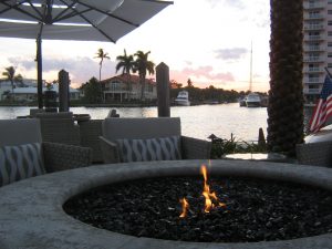 Fire pit at sunset