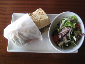 Northern Italian Sausage Hero and salad.